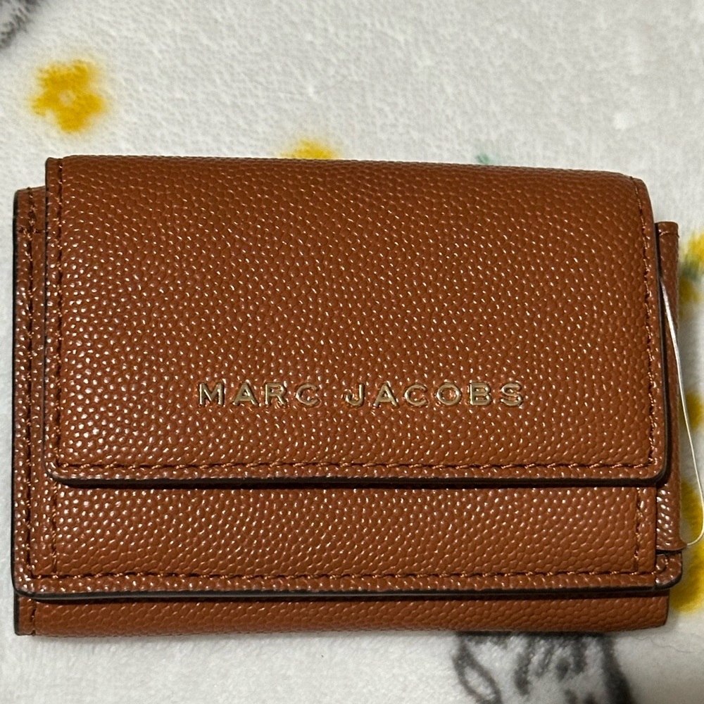 Marc Jacobs Smoked Almond Leather Trifold mini wallet